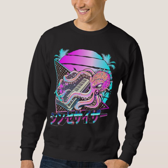 Sudadera Synthesizer Octopus Vaporwave Kraken Analog Synth (Anverso)