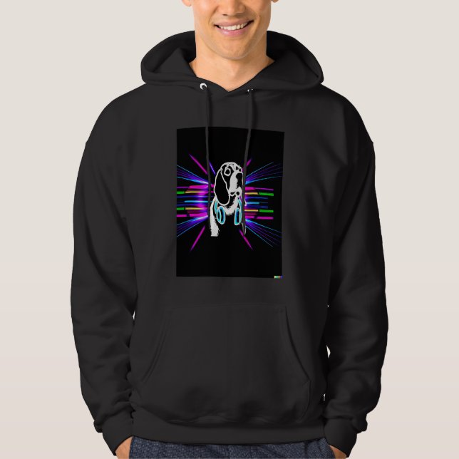 Sudadera Synthwave Beagle with headphones (Anverso)