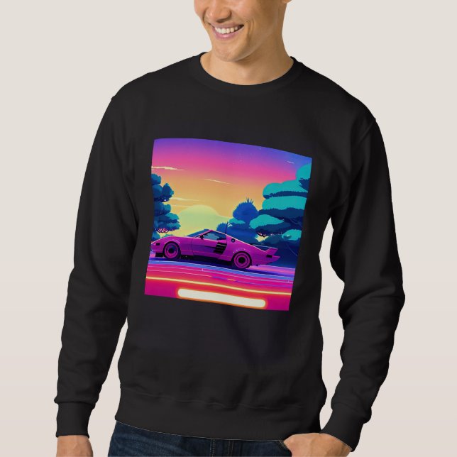 Sudadera Synthwave car outrun retrowave futuresynth sci fi  (Anverso)