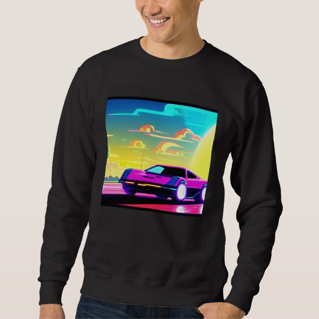 Sudadera Synthwave car outrun retrowave futuresynth sci fi  (Anverso)