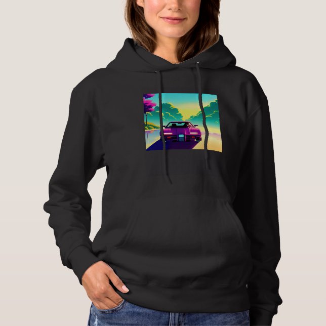 Sudadera Synthwave car outrun retrowave futuresynth sci fi  (Anverso)