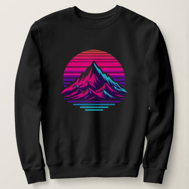 Sudadera Synthwave Mountain Sweatshirt – Retro Sunset Stree (Anverso del diseño)