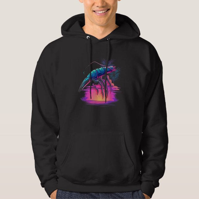 Sudadera Synthwave Shrimp  Vaporwave Crawfish  Retro 90s Cr (Anverso)
