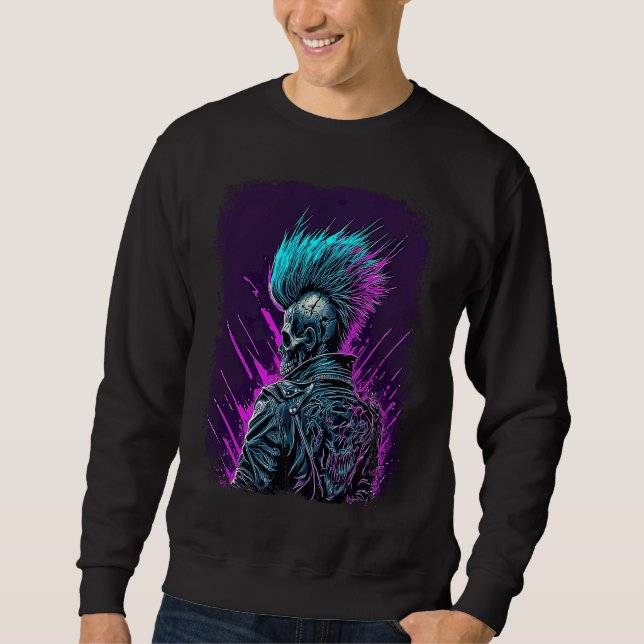 Sudadera Synthwave Zombie Skull (Anverso)