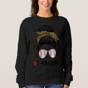 Sudadera T Ball Auntie Life Messy Bun Leopard Print Softbal