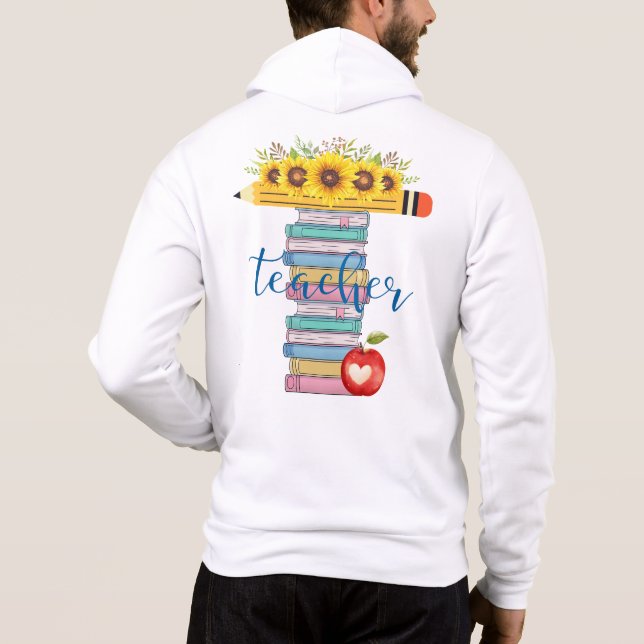 Sudadera T es para el profesor Lápiz floral Libros personal (Reverso)