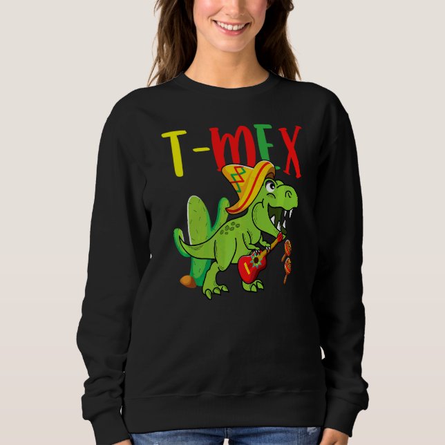 Sudadera T Rex Cinco De Mayo Sombra De Guitarra De Dinosaur (Anverso)