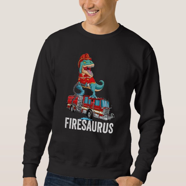 Sudadera T Rex Dinosaur Firefighter Fireman Firefighting Fi (Anverso)