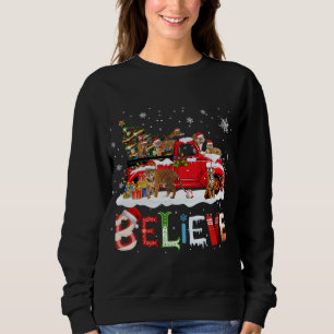 Sudadera T-rex Dinosaur Montando Camión Rojo Feliz Navidad