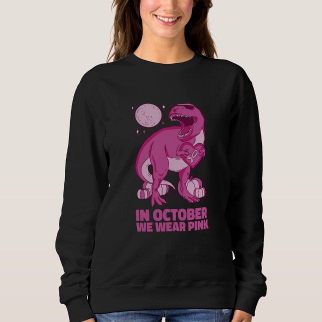 Sudadera T Rex Halloween October Pink  Men Women (Anverso)