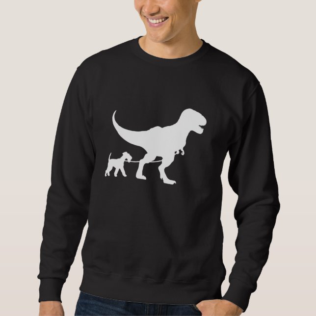 Sudadera T-Rex paseando a un perro gracioso Perro de Aireda (Anverso)