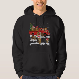 Sudadera T-rex Riding Red Truck Árbol de Navidad Cree Sant