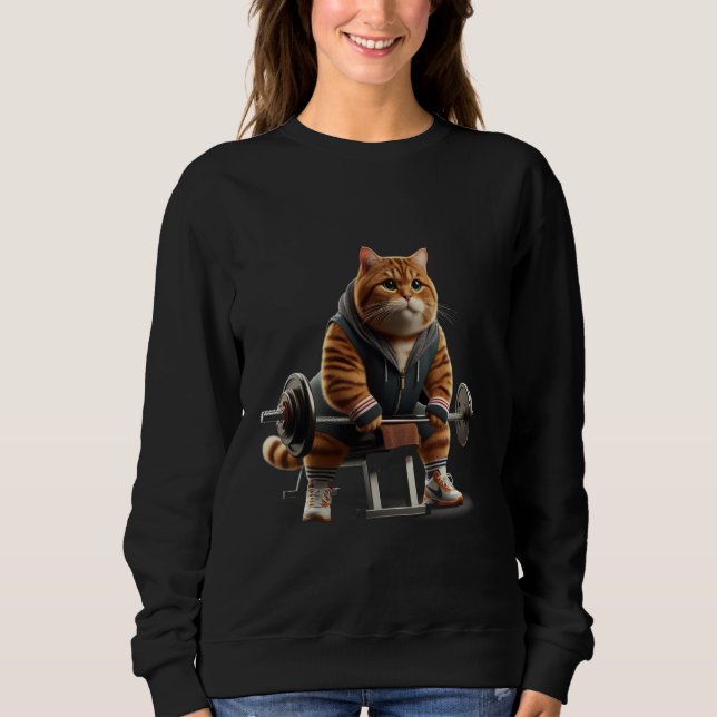 Sudadera Tabby Cat Gym Coach Train Hard, Purr Harder (Anverso)
