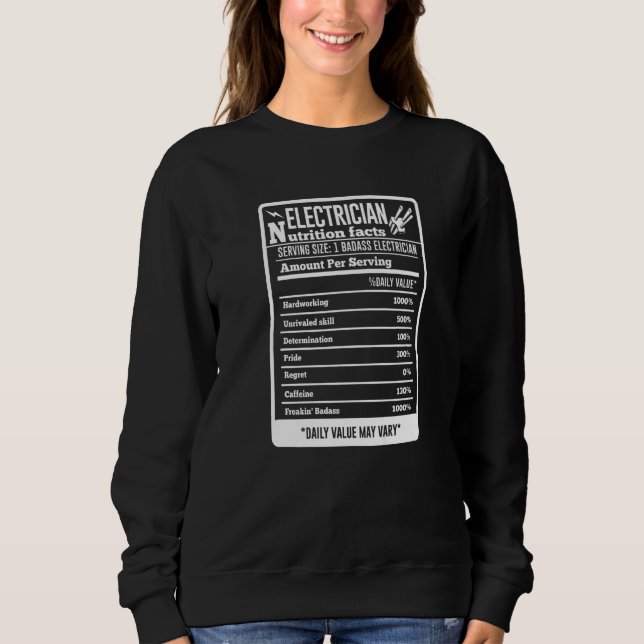 Sudadera Tabla de datos nutricionales de electricista Circu (Anverso)