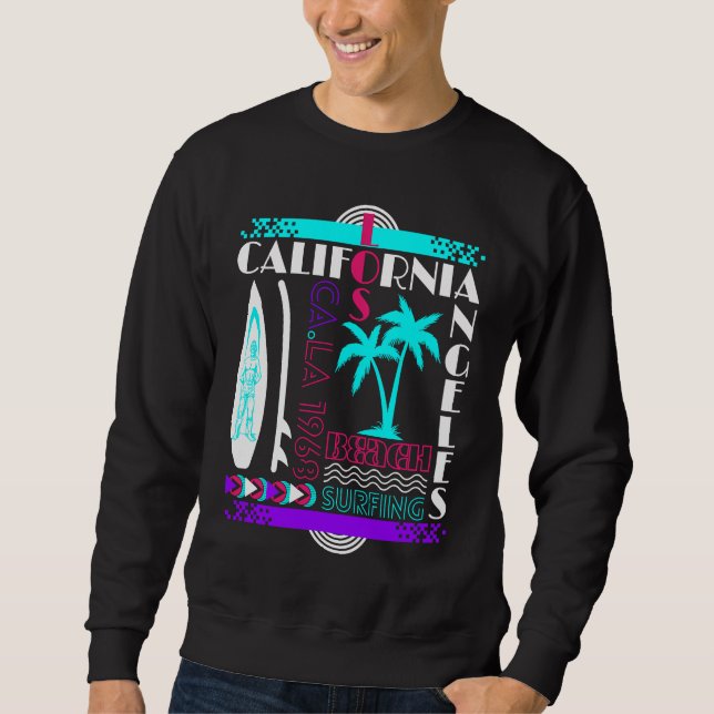 Sudadera Tabla de surf Playa California Surf Retro Windsurf (Anverso)