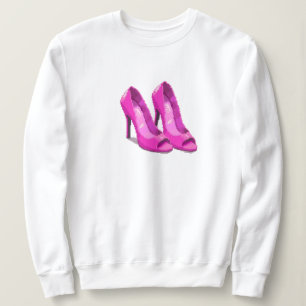 Sudadera Tacones Altos Rosados Estilo Pixel Art de 64 Bits