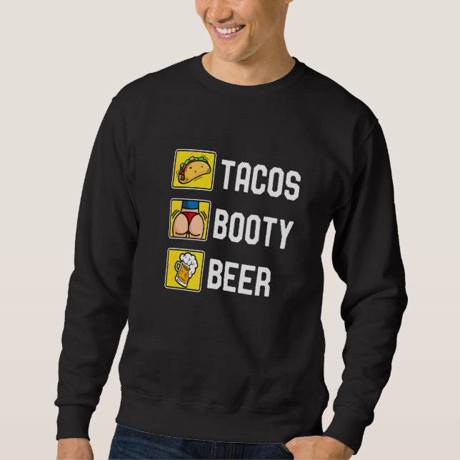 Sudadera Tacos Booty Y Beer College Fiesta Cinco De Mayo (Anverso)