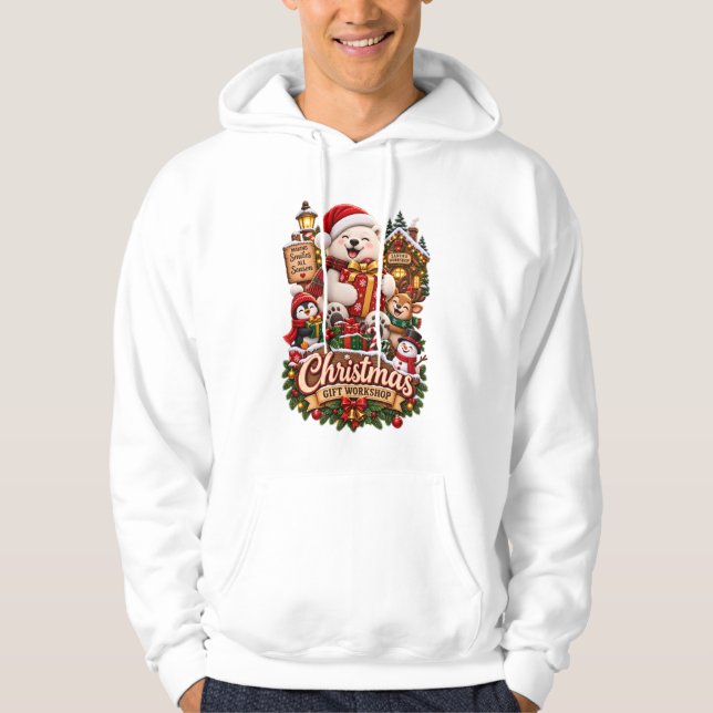 Sudadera Taller de regalos de Navidad Osos navideños acoged (Anverso)