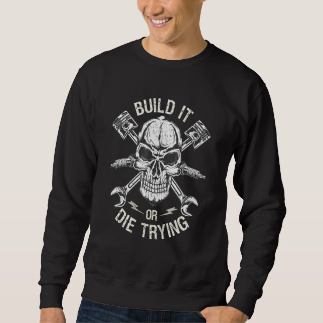 Sudadera Taller mecánico llave personalizada Construir coch (Anverso)