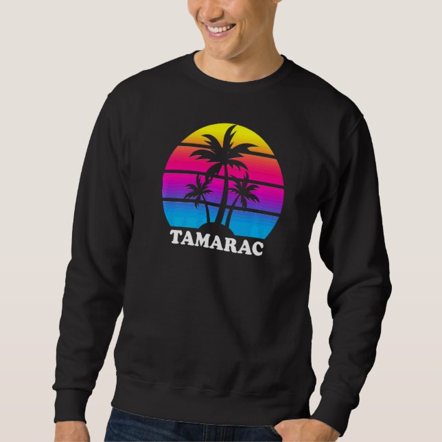 Sudadera Tamarac Florida Retro Palm Tree Sunset Vacaciones  (Anverso)
