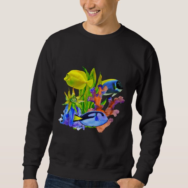 Sudadera Tang Blue Tang Fish Saltwater Acuario de arrecife (Anverso)