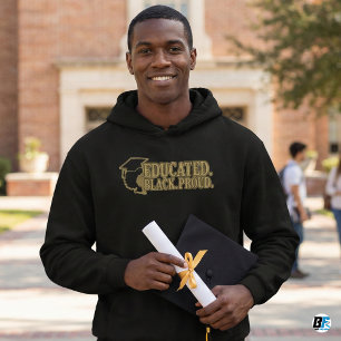 Sudadera Tapa de graduación orgullosa negra educada texto d
