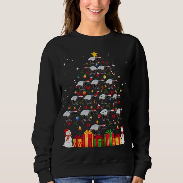 Sudadera Tapir Árbol de Navidad Cute Xmas Regalo Luces de A (Anverso)