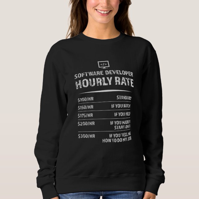 Sudadera Tarifa horaria para desarrollador de software - re (Anverso)