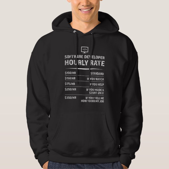 Sudadera Tarifa horaria para desarrollador de software - re (Anverso)