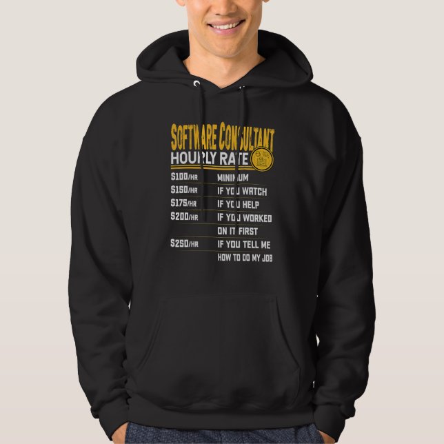 Sudadera Tarifa por hora de consultor de software   Especia (Anverso)