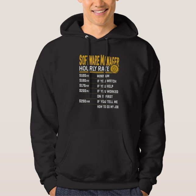 Sudadera Tarifa por hora del gerente de software  Director  (Anverso)