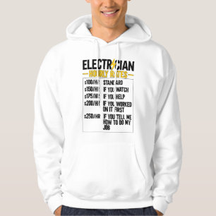 Sudadera Tarifas por hora de electricista masculino Lineman
