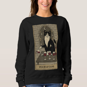 Sudadera Tarjeta Tarot Cuatro Cuadros Crescent Moon Y Cat G