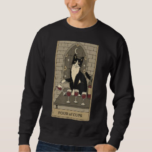 Sudadera Tarjeta Tarot Cuatro Cuadros Crescent Moon Y Cat G