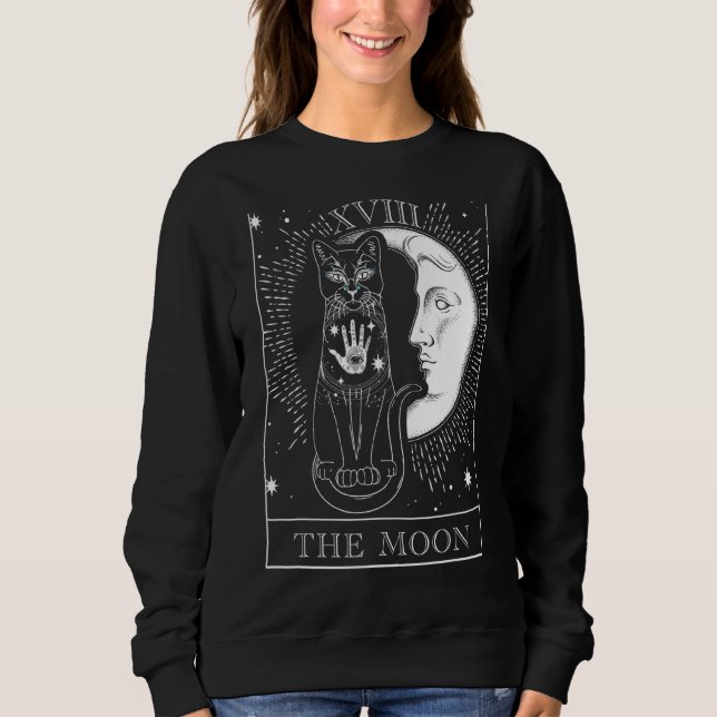 Sudadera Tarjeta Tarot Moon Y Gráfico De Oculto De Gato (Anverso)
