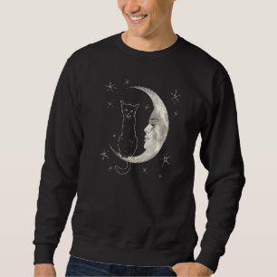 Sudadera Tarjeta Tarot Sin Borde Crescent Moon Y Gato Negro