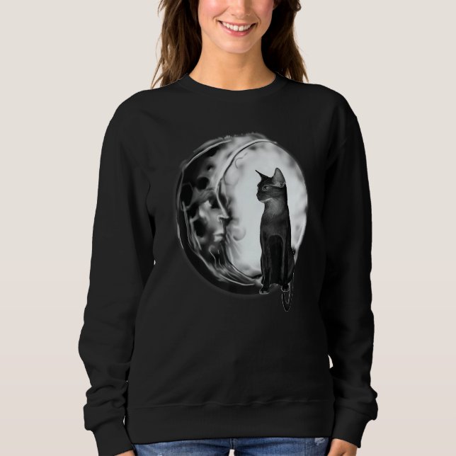Sudadera Tarot Card Crescent Moon and Cat Halloween (Anverso)