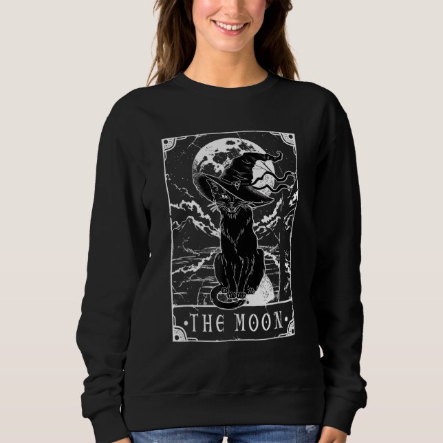 Sudadera Tarot Card Crescent Moon Y Black Cat Witch Gorra H (Anverso)