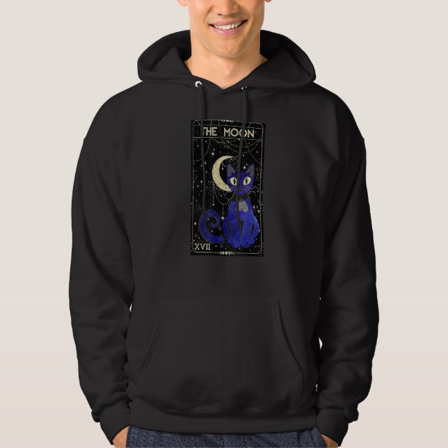 Sudadera Tarot Card Crescent Moon Y Cat Of Moon And Black (Anverso)