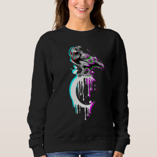 Sudadera Tarot Card Crow Crescent Moon Vaporwave Occult Rav