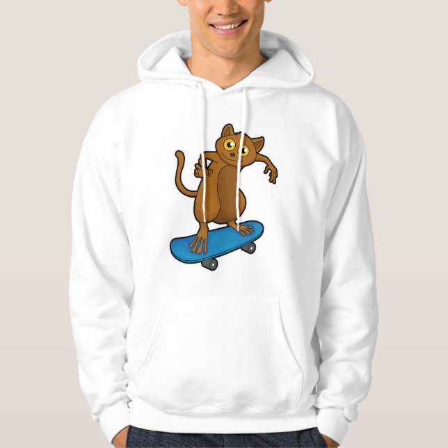 Sudadera Tarsier como Skater con Skateboard (Anverso)