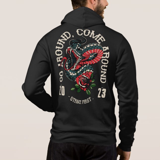 Sudadera Tattoo go around . come around slogan serpent old  (Reverso)