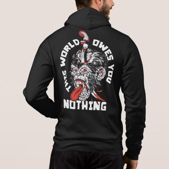 Sudadera Tattoo gorille the world owes you nothing slogan s (Reverso)