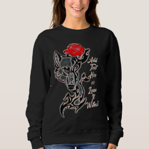 Sudadera Tattoo She-Wolf Head y Red Rose Sweatshirt