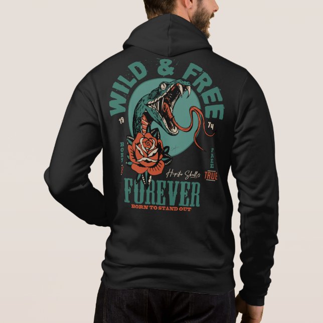 Sudadera Tattoo snake serpent old school wild and free fore (Reverso)