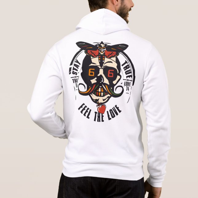 Sudadera Tattoo Tête de mort hipster papillon stay true fee (Reverso)