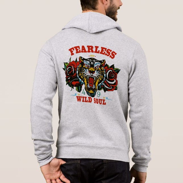 Sudadera Tattoo tigre fearless wild soul slogan old school  (Reverso)