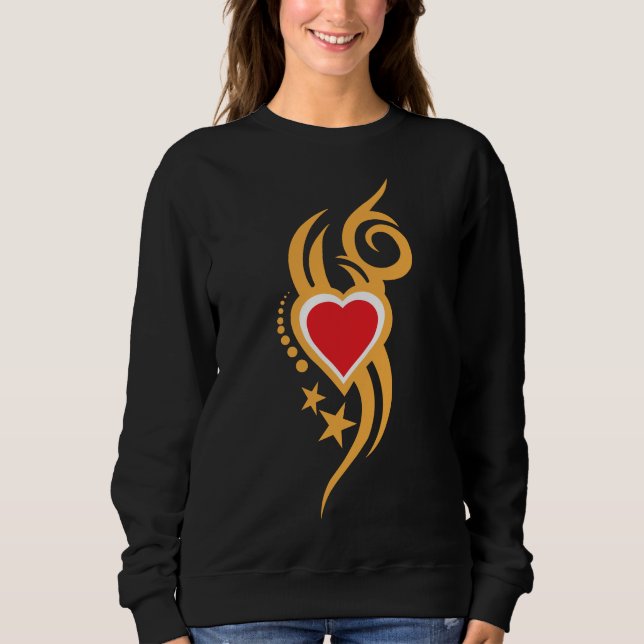 Sudadera Tatuaje de corazón floral ornamental (Anverso)