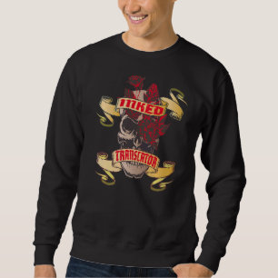 Sudadera Tatuaje de cráneo y rosas rojas con tinta de tradu