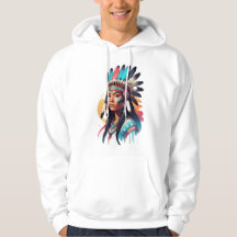 Tatuaje de linework nativo americano diseña hoodie